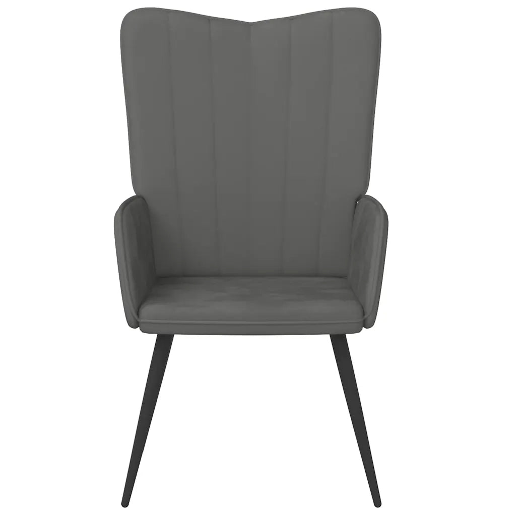 Poltrona | Sedia Relax Grigio Scuro in Velluto