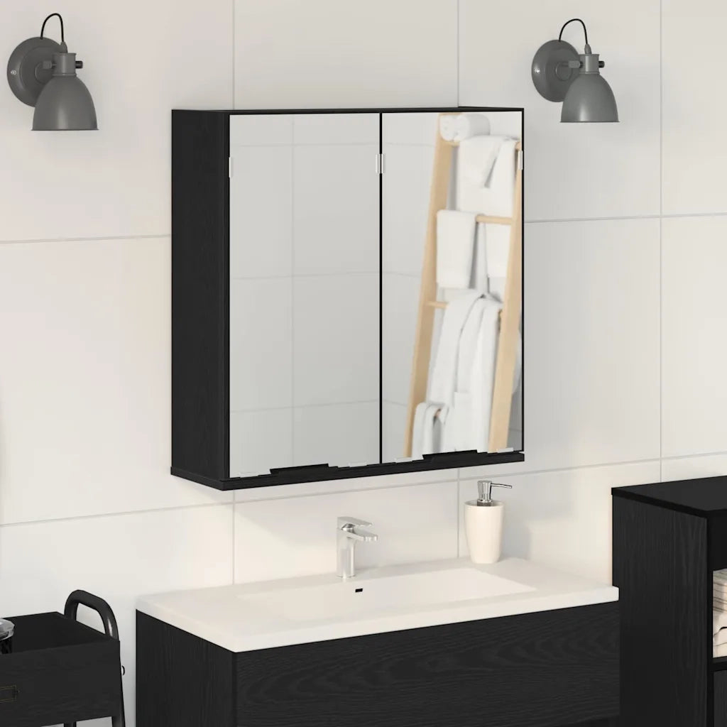 Mobiletto per specchio con porta Rovere Nero 64 x 20 x 67 cm 862096