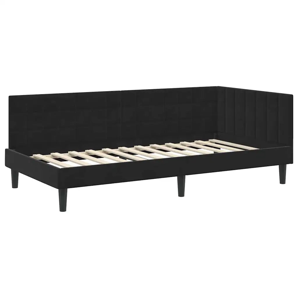 Cornice del letto ad angolo Nero 90 cm x 200 cm Velluto 42016433