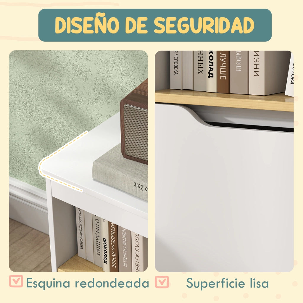 Cassettiera per Bambini con 2 Cassetti e Ripiani ¨C Minimal ¨C 80x30x45 cm Bianco