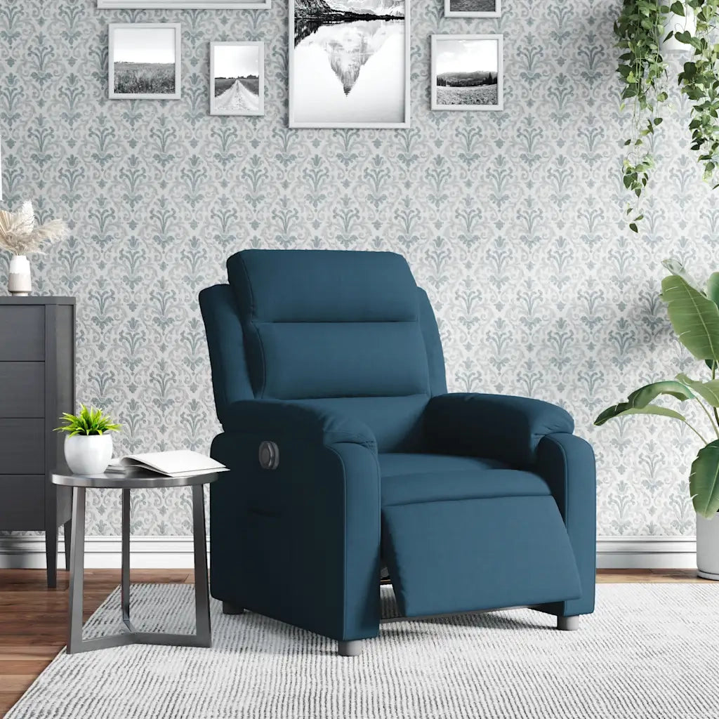 Poltrona Reclinabile Elettrica Blu in Velluto 3205080