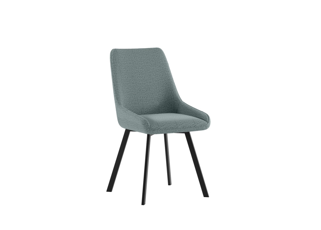 Sedia da interno Fox con seduta e schienale in microfibra color Acquamarina, struttura in metallo resistente, design moderno - Fox