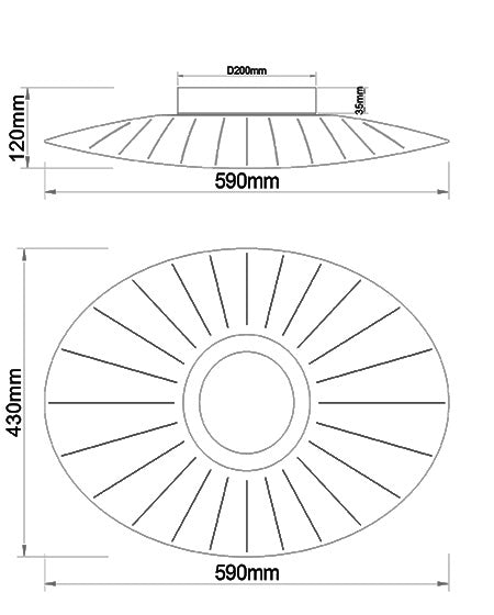 Vela Plafoniera LED Integrato 24W 4000lm 3000K Warm White Struttura Metallo e Metacrilato Bianco Dimmerabile a Taglio di Fase IP20 59x43x12cm
