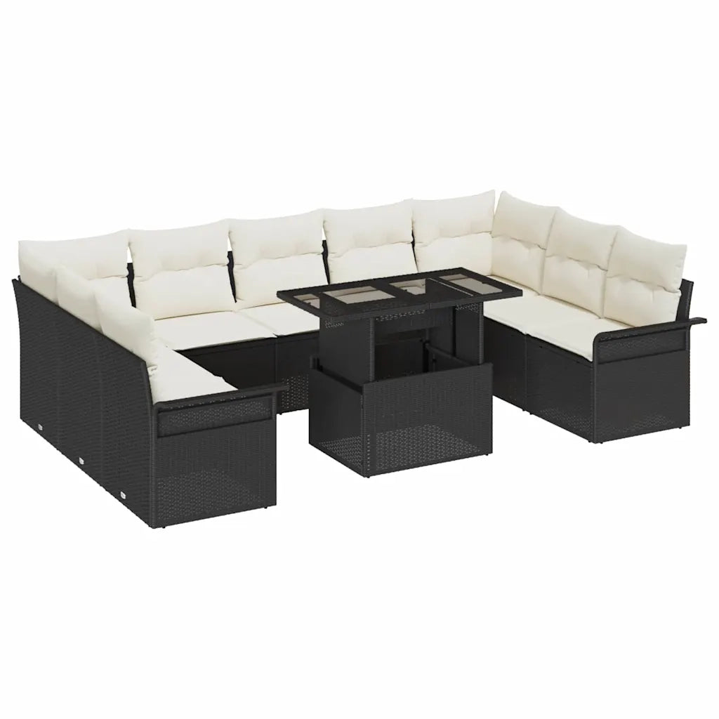 Set Divano da Giardino 10 pcs Nero Rattan in Polipropilene 3357080