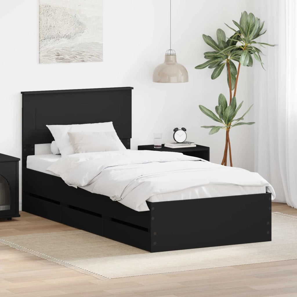 Struttura del letto Nero 75 x 190 cm Legno Ingegnerizzato