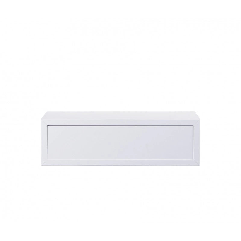 Mensola da Muro con Cassetto Lego, Comodino Sospeso, Mensola da Parete, 45x13.4 p20 cm, Bianco - Made in Italy