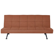 Divano Letto marrone dorato 3 Posti Imbottito Trapuntato Gambe In Metallo Click Clack