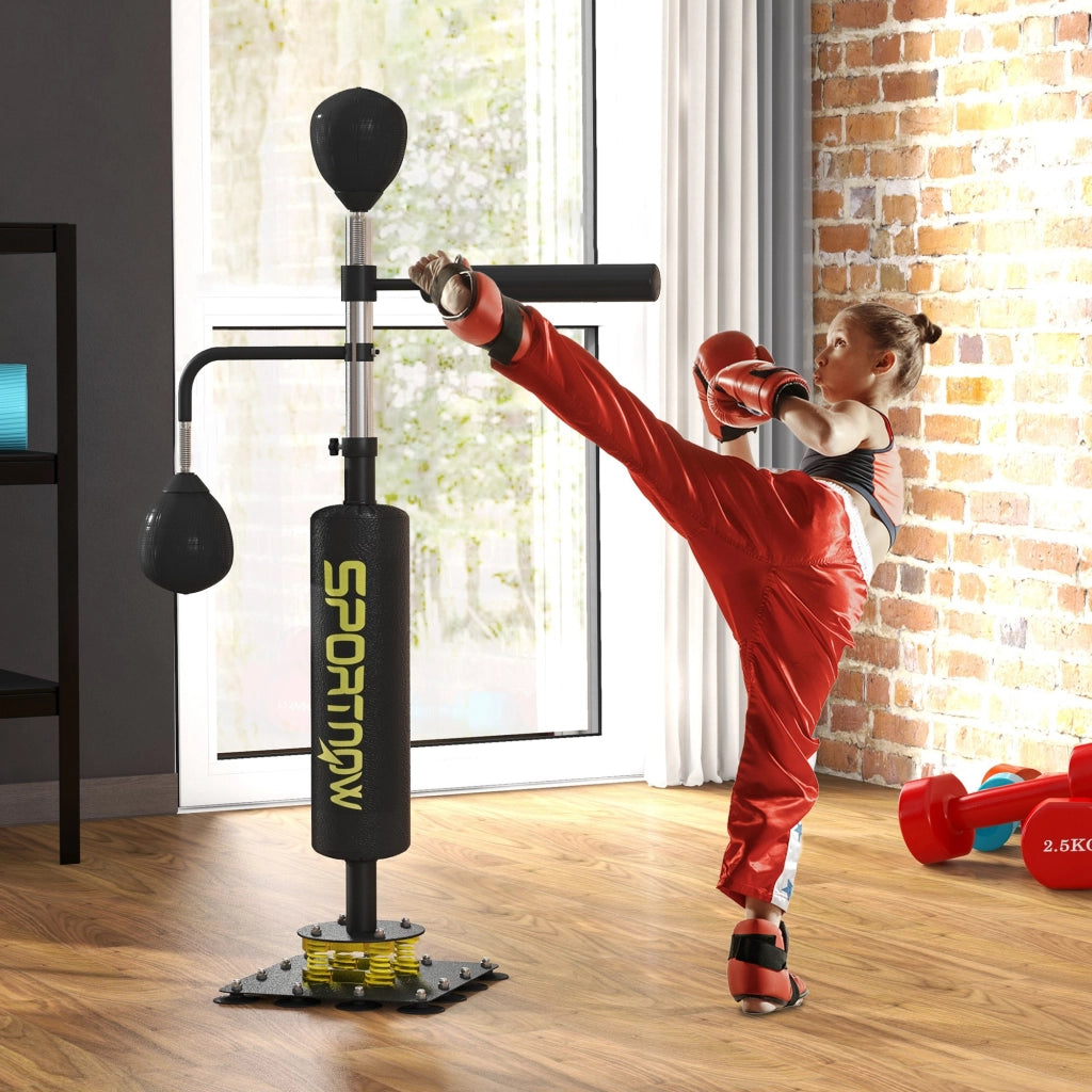Sacco da Boxe con Supporto ¨C Xylo ¨C Altezza Regolabile 140-205 cm, Speed Ball, Barra Girevole, Nero
