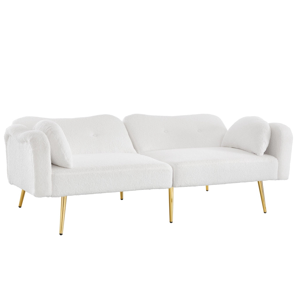 Divano Letto 2 Posti con Schienale Reclinabile ¨C MINIMAL ¨C Tessuto, Piedini Dorati