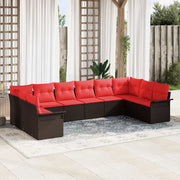 Set Divano da Giardino con cuscino 10 pcs Marrone polyrattan 3345544