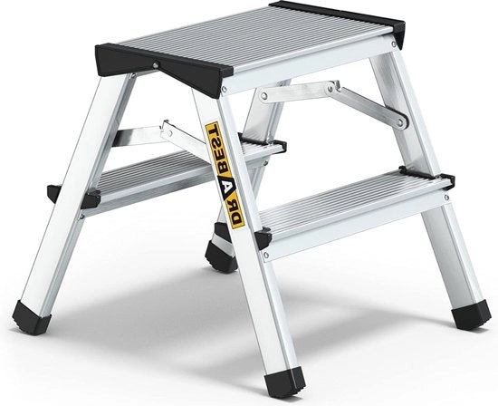 Ladder a doppia rampa in alluminio con capacità di 125kg - Ladder con piattaforma da lavoro - Ladder multifunzionale a 2 gradini - Dimensioni 39x41x20cm