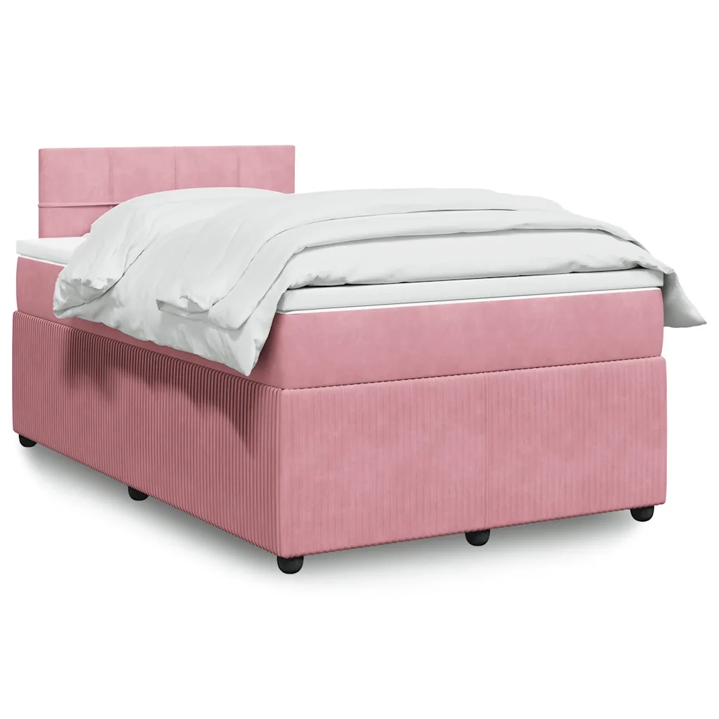 Giroletto a Molle con Materasso Rosa 120x190 cm in Velluto