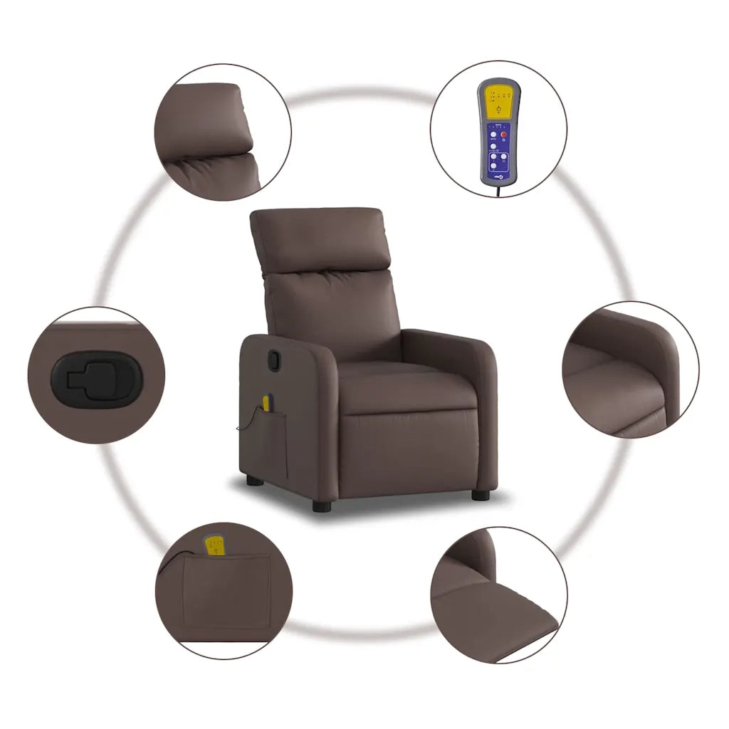 Poltrona Massaggiante | Sedia Relax Reclinabile marrone in Similpelle