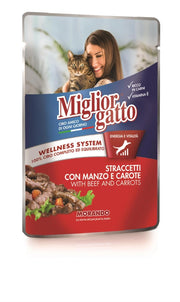 MIGLIOR GATTO STRACCETTI CON MANZO E CAROTE 100 GR