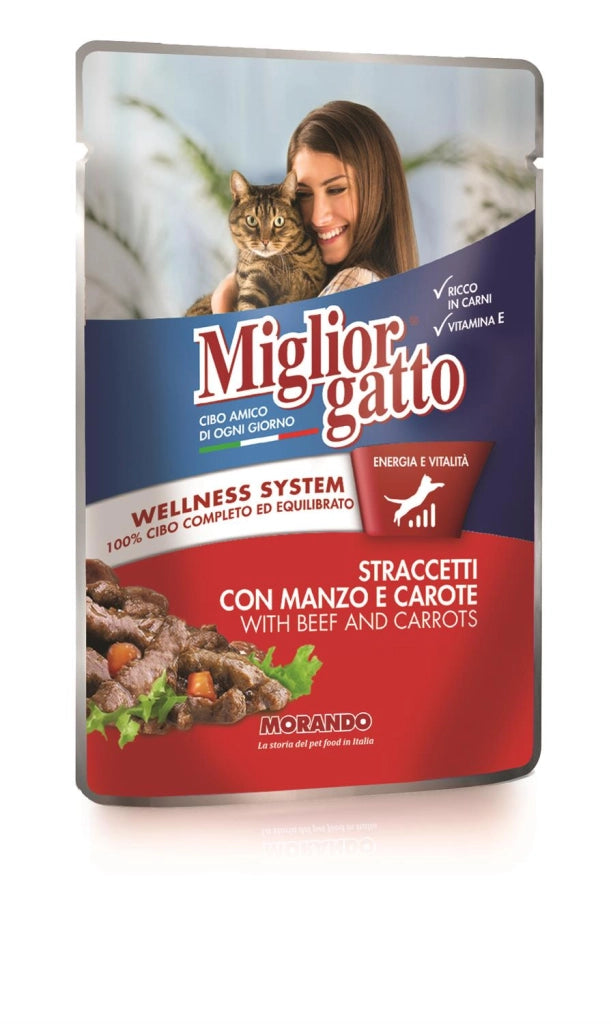 MIGLIOR GATTO STRACCETTI CON MANZO E CAROTE 100 GR