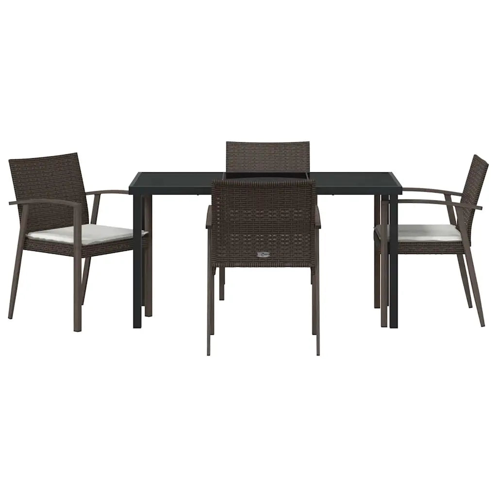 Set da Pranzo per Giardino 5 pcs Marrone e Nero Rattan in PE 3379060