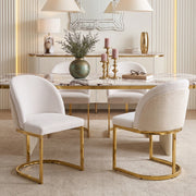 SEDIA da pranzo set da 2 pezzi 66,5x56,49x54,99 cm Chenille Beige e Oro