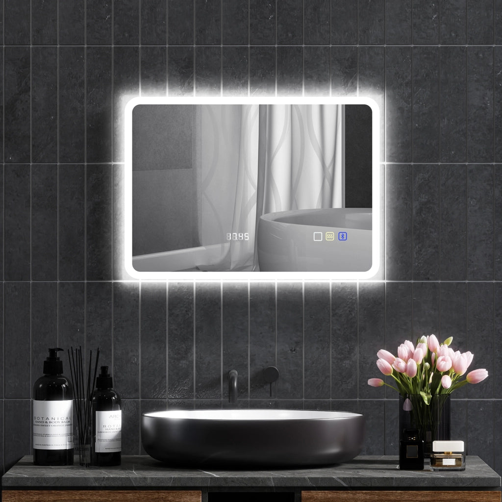 Specchio da Bagno con Luce LED ¨C Minimal ¨C Bianco 70x50 cm