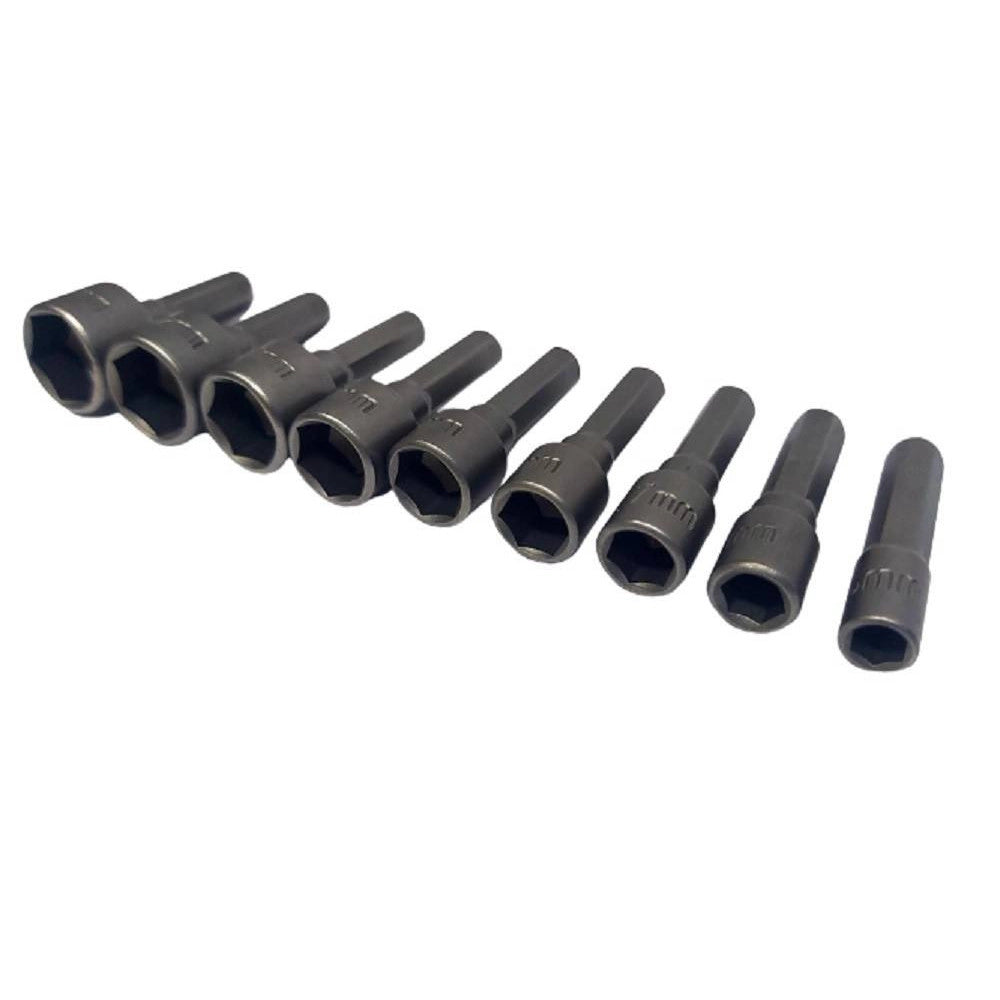 Trade Shop - Set 9 Inserti Chiave Esagonale Per Avvitatore Chiave A Bussola Codolo Esagonale -