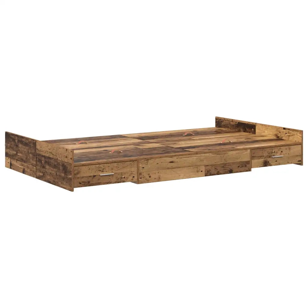 Struttura letto con contenitore-Giroletto con contenitore Legno vecchio 120 x 190 cm 981364
