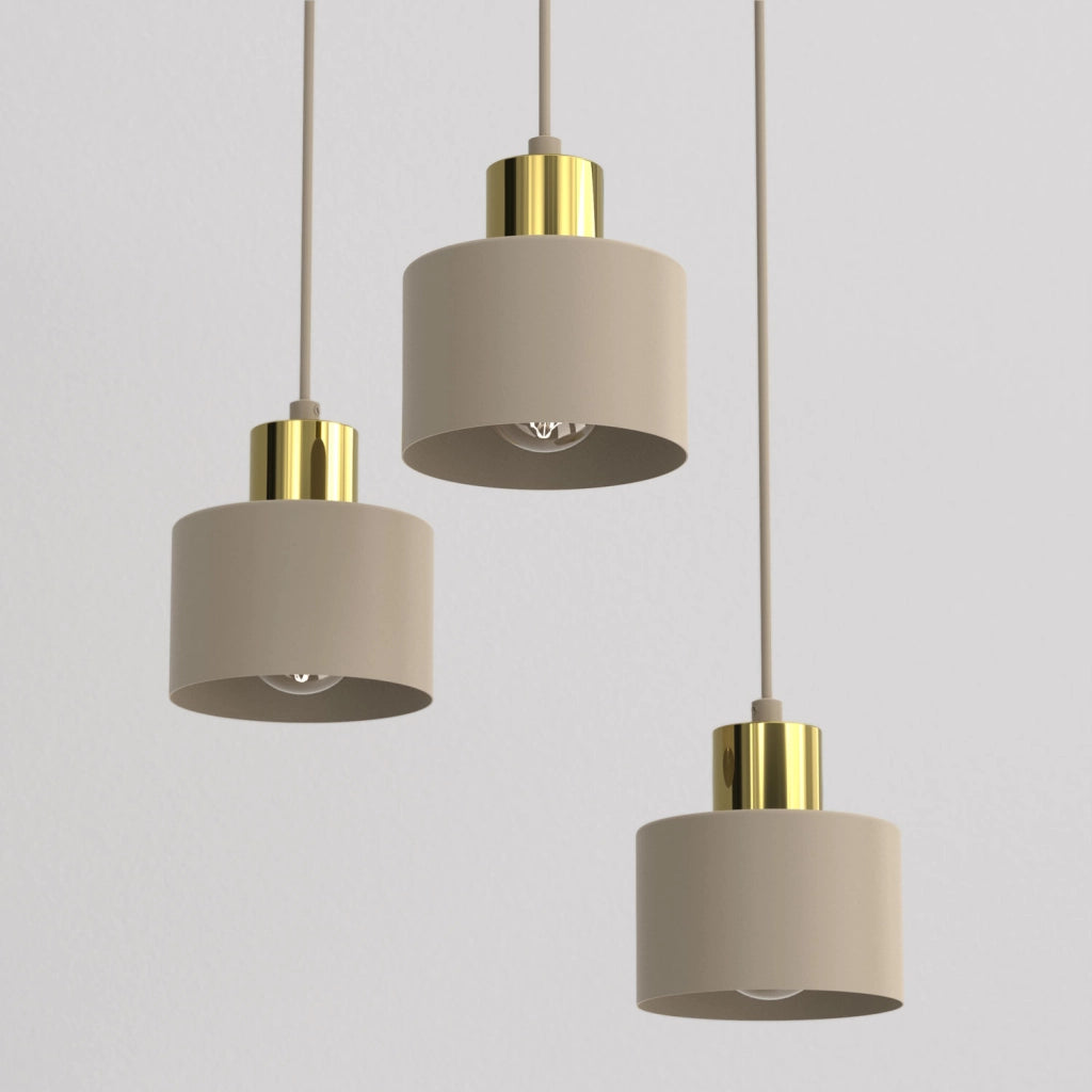 Lampada sospesa Parkla 3 luci E27 beige oro Luminex
