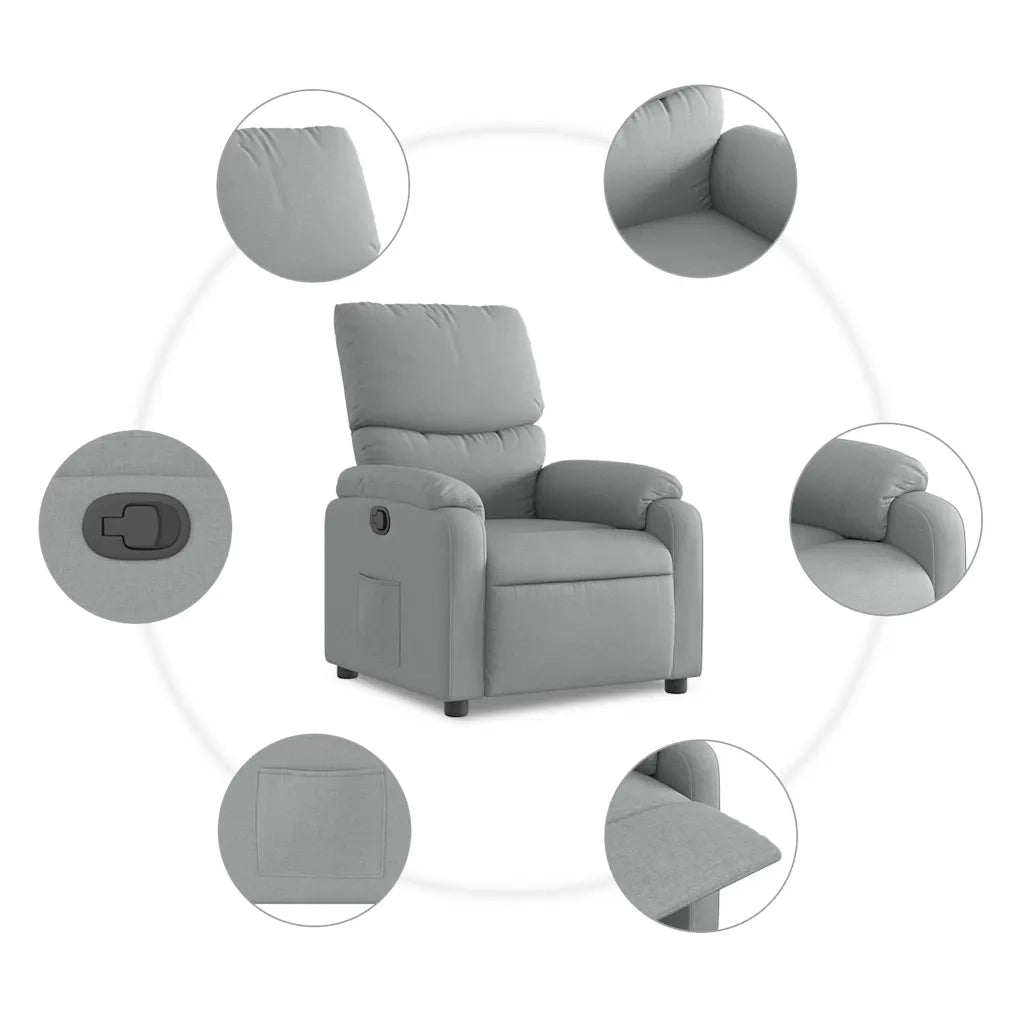 Poltrona reclinabile in tessuto grigio chiaro 3205680