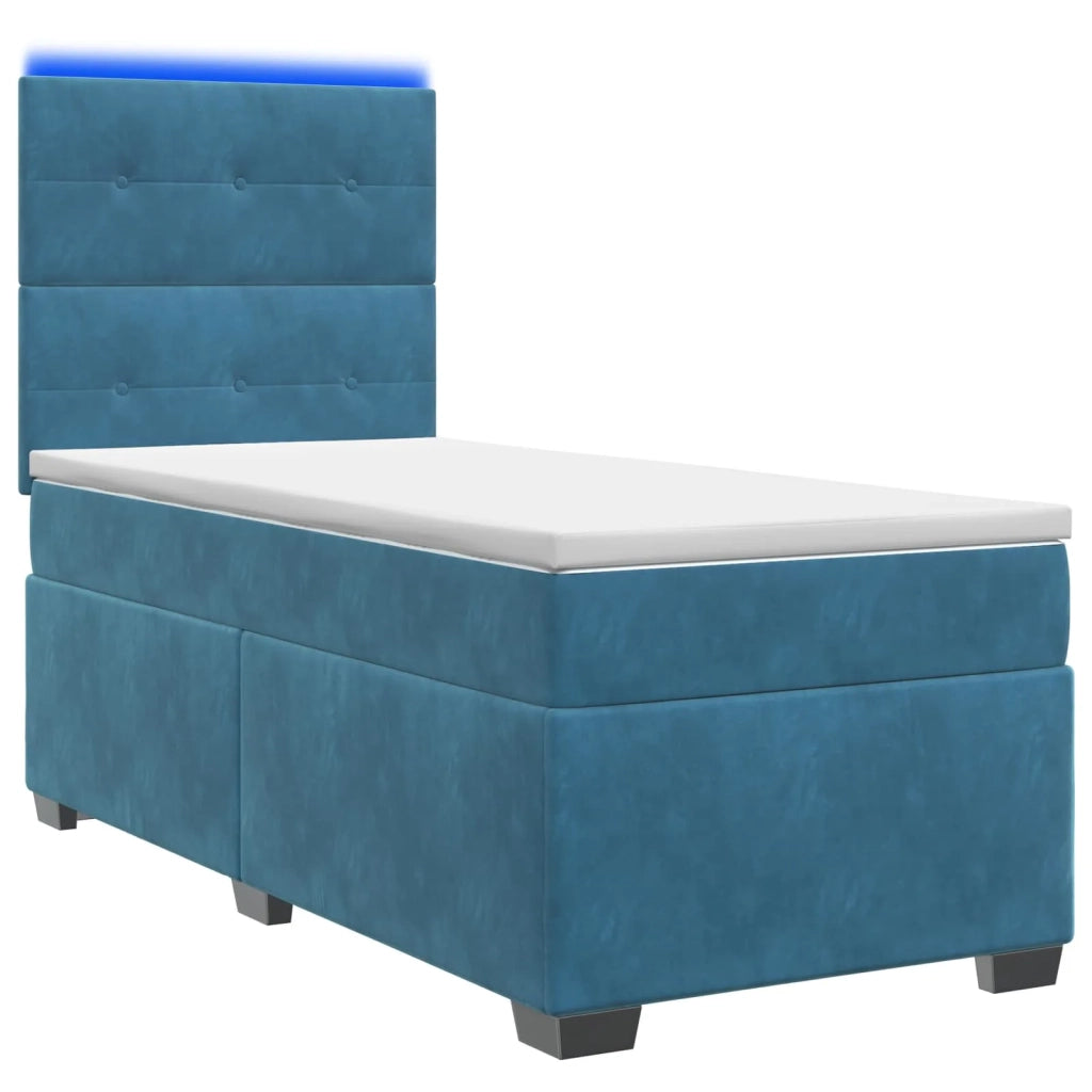 Letto box spring con materasso Blu 90 x 200 cm Velluto 3455034