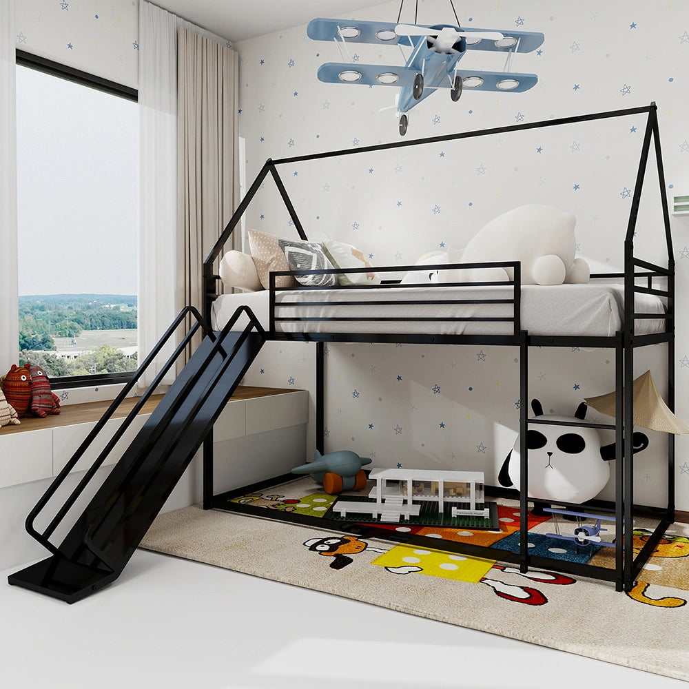 Letto a castello casa - Xylo - 90x200 cm con scivolo