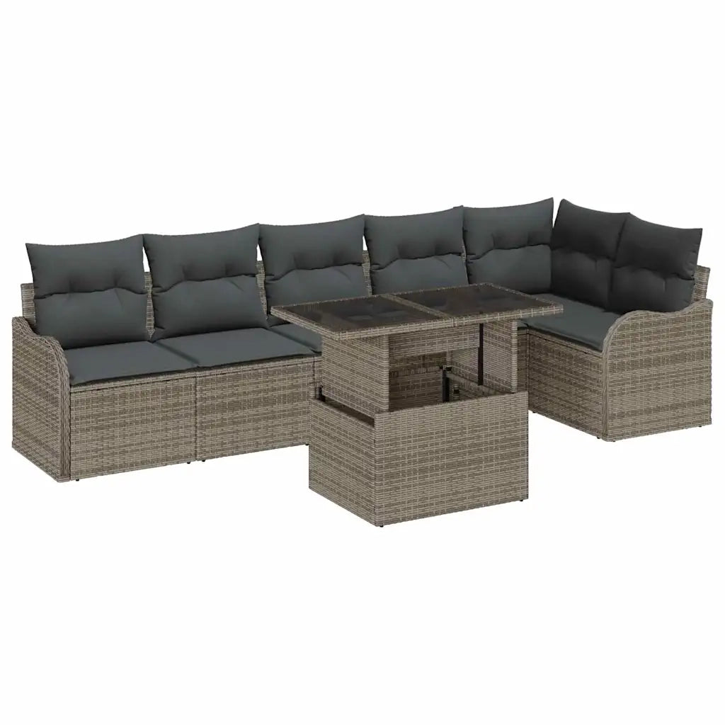 Set Divano da Giardino 7 pcs Grigio Rattan in Polipropilene 3357212