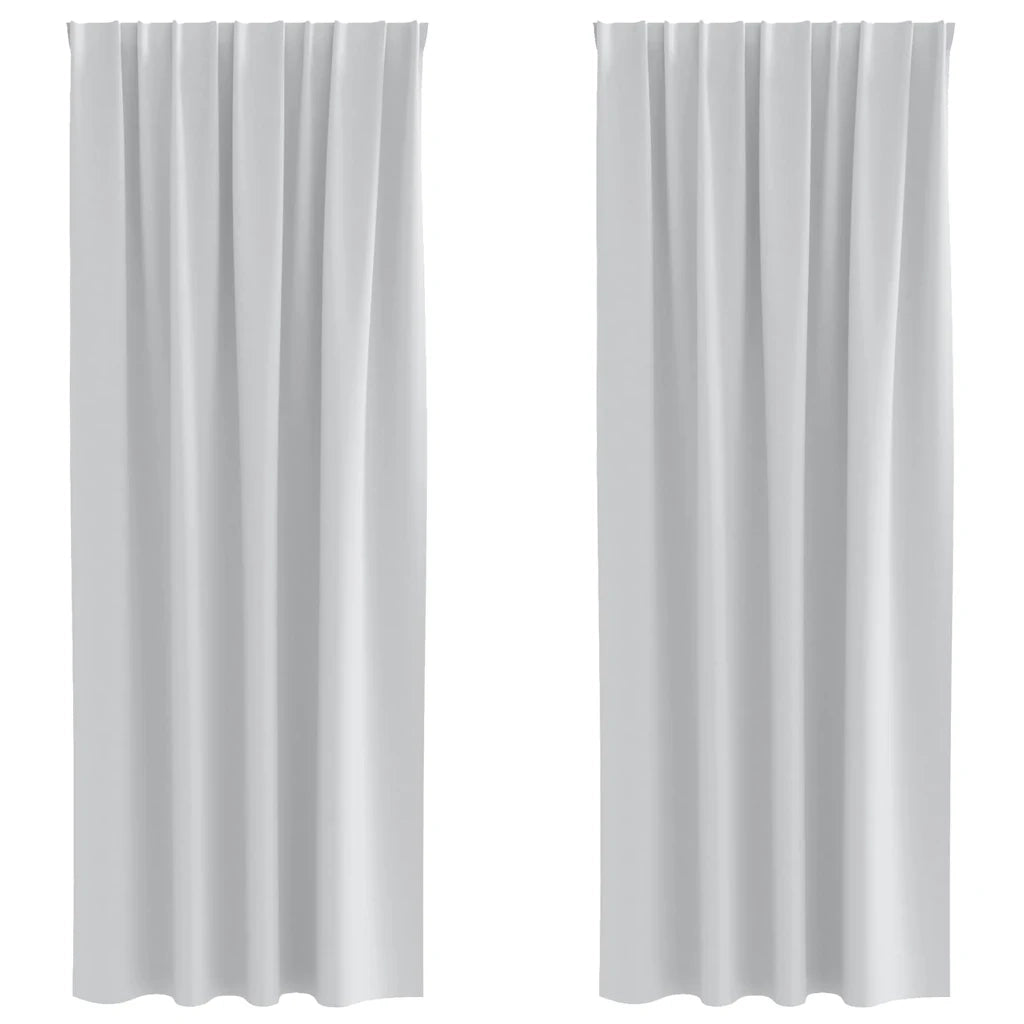 Tende Oscuranti | Tende Blackout con Anelli 2 pz Grigio Chiaro 245 x 140 cm