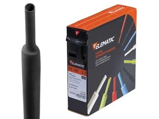 GUAINA TERMORESTRINGENTE NERA mm. 9,5/4,8, cf da mt.10    ELEMATIC