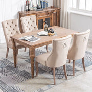 Sedie da Pranzo con Schienale Alto ¨C Xylo ¨C Set 4 Pezzi, Velluto Beige, Gambe Massello