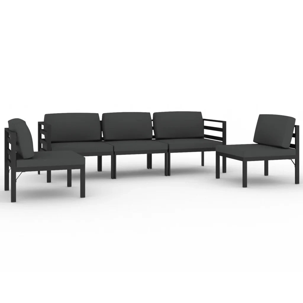 Set Divani da Giardino 5 pz con Cuscini in Alluminio Antracite 3107790