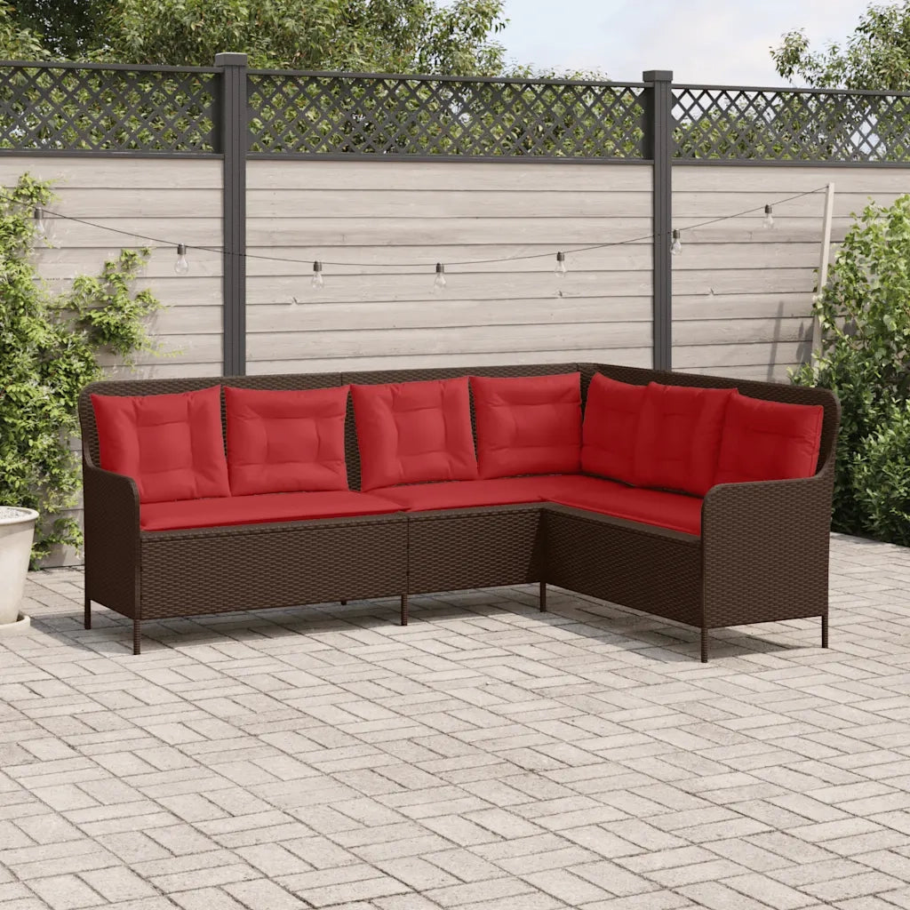 Divano da giardino con Cuscini a forma di L in Polyrattan Marrone 369006