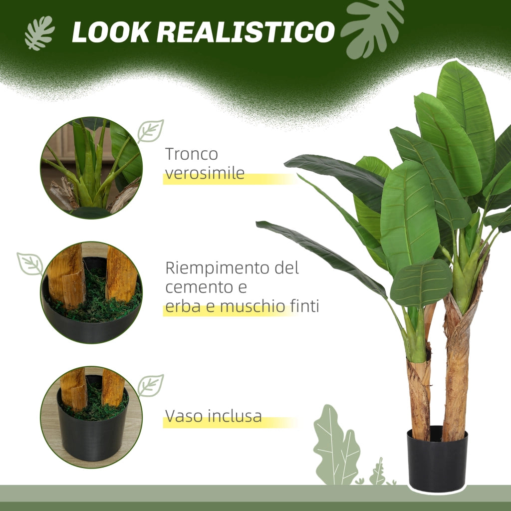 Pianta Artificiale Banano ¨C Minimal ¨C Verde 120 cm con Vaso