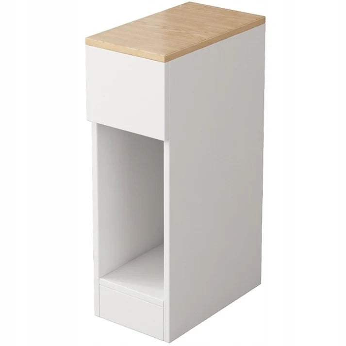 Comodino bianco con cassetto e ripiano – 60 x 20 x 33 cm, stile loft, rovere chiaro