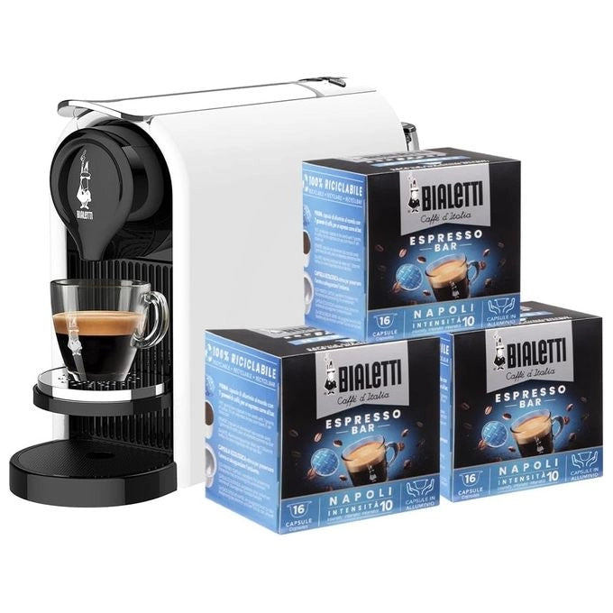 Bialetti Gioia Plus macchina caffe' capsule automatica Bianco 0,5L con 48 capsule
