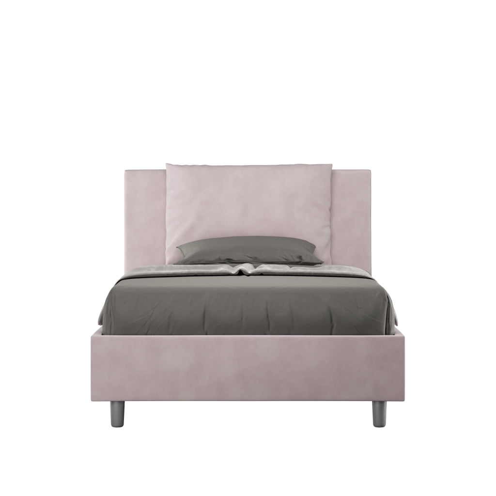 BS COM Letto una piazza e mezza senza rete imbottito 110x210 microfibra glicine