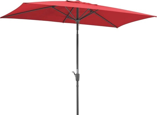 Parasole Tunis rosso ca. 270 x 150 cm - 6-segmenti rettangolari
