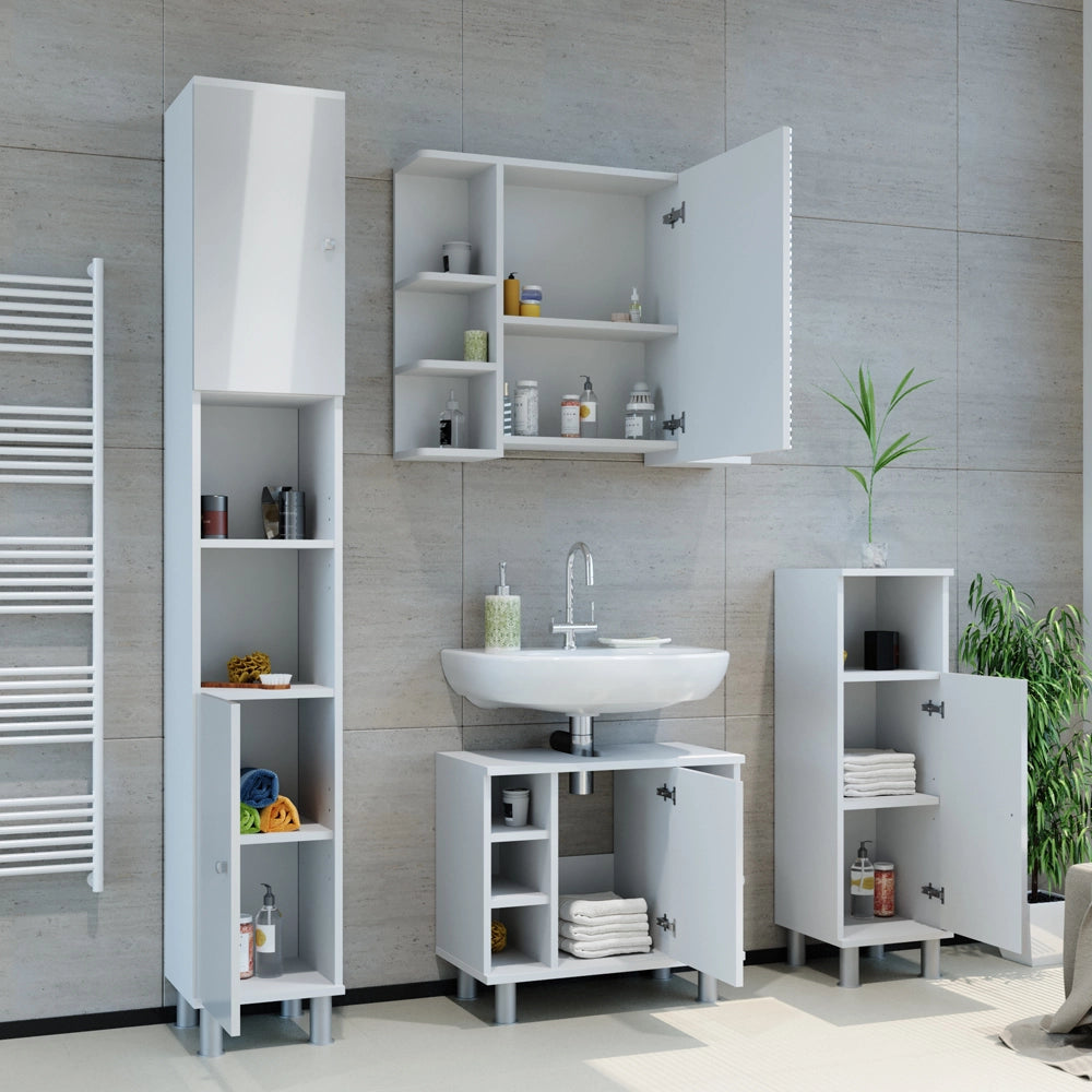 Vicco Set mobili bagno Bianco lucido 3 parti