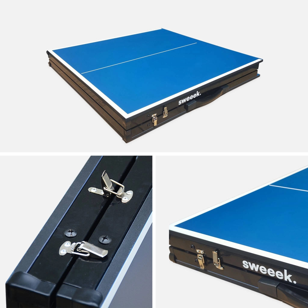 Mini tavolo da ping pong pieghevole per interni con 2 racchette e 3