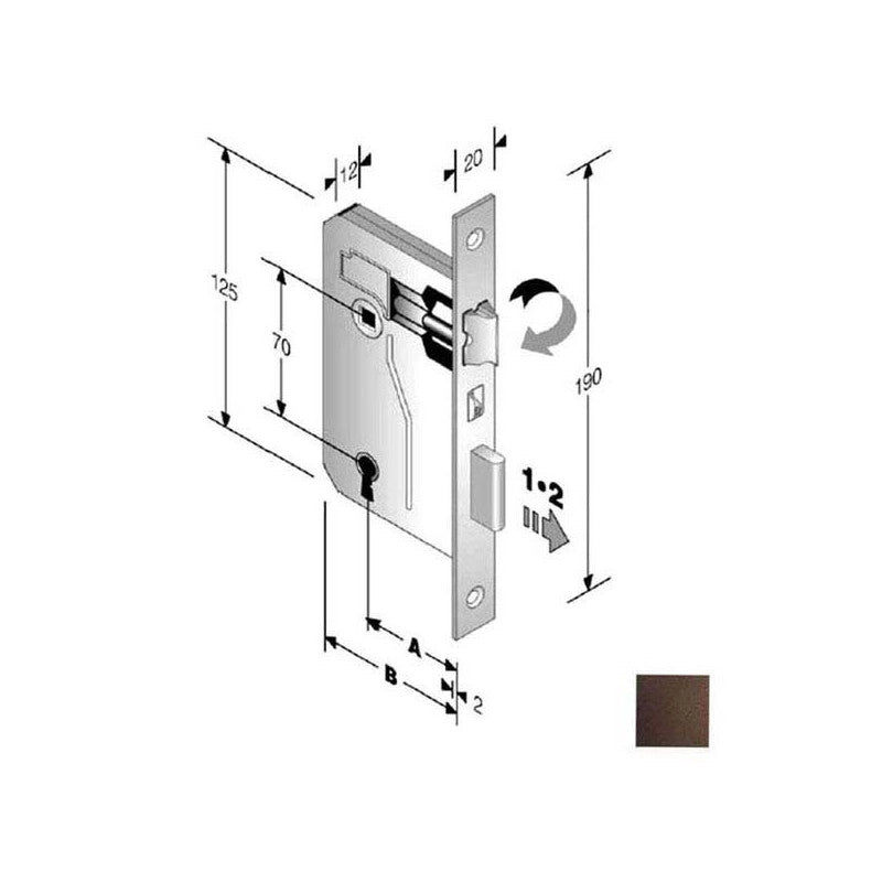 Serratura Patent Mm 8X70 E30 Bq Bronzata Gb