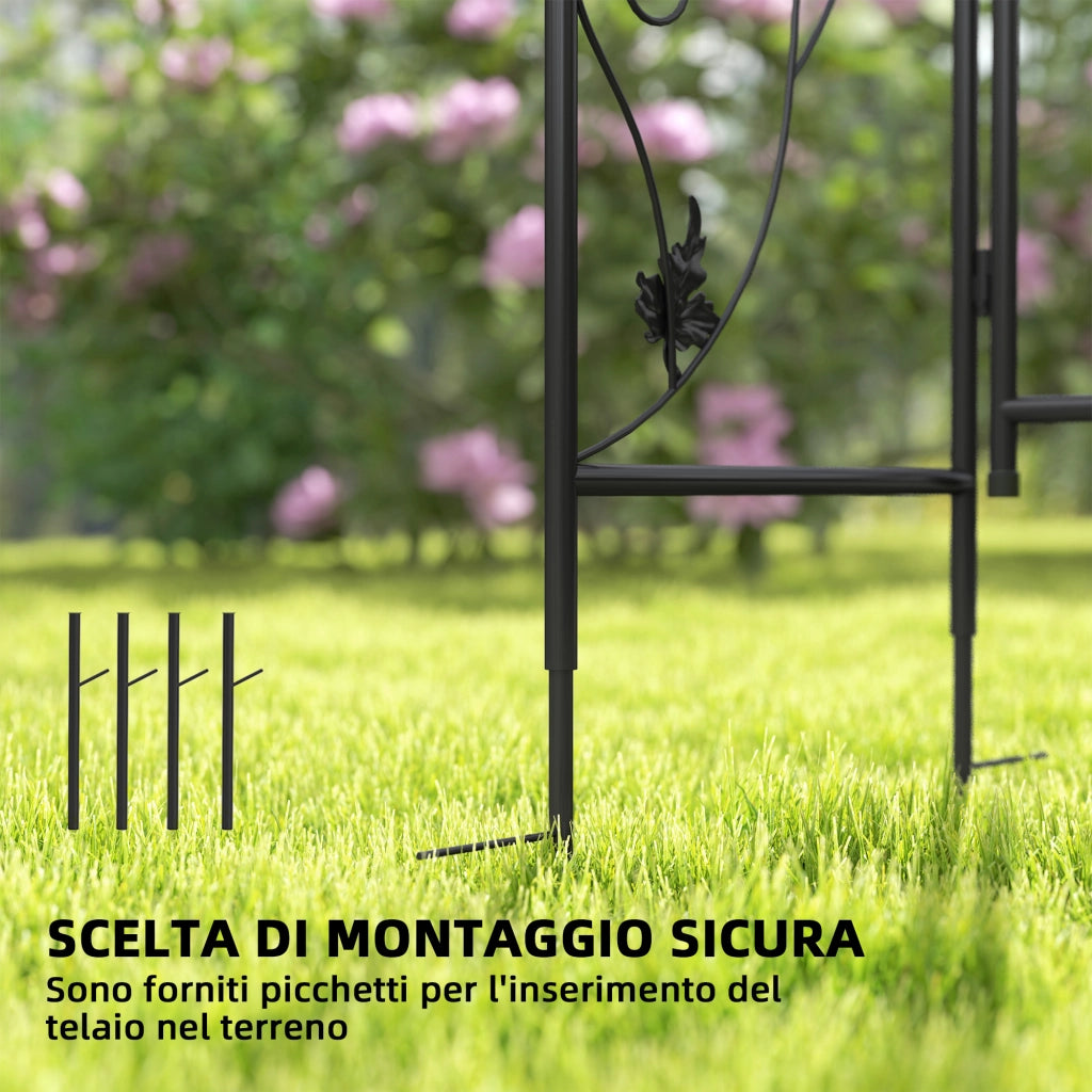 Arco da Giardino con Cancello ¨C Xylo ¨C Metallo Nero 2.2x1m