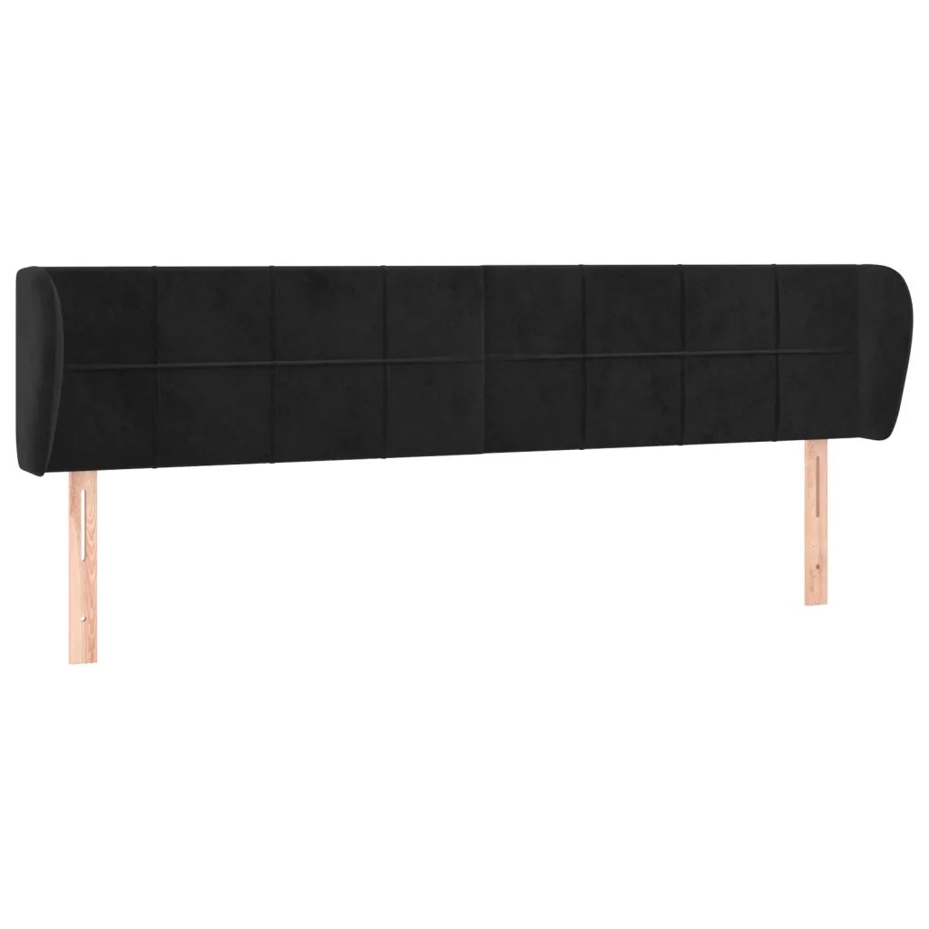 Testiera ad Orecchio-Testata con Orecchie Nera 183x23x78/88 cm in Velluto 959928