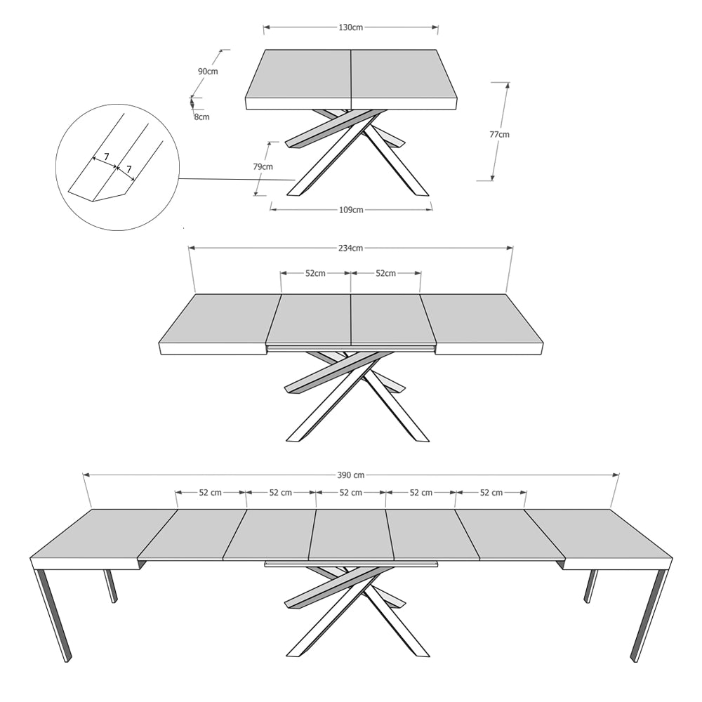 Tavolo Allungabile 120/380x90 cm Volantis Noce Gambe Multicolore 4/A