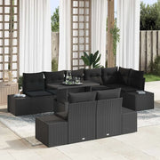 Set Divano da Giardino con archiviazione 9 pcs Nero Poly Rattan