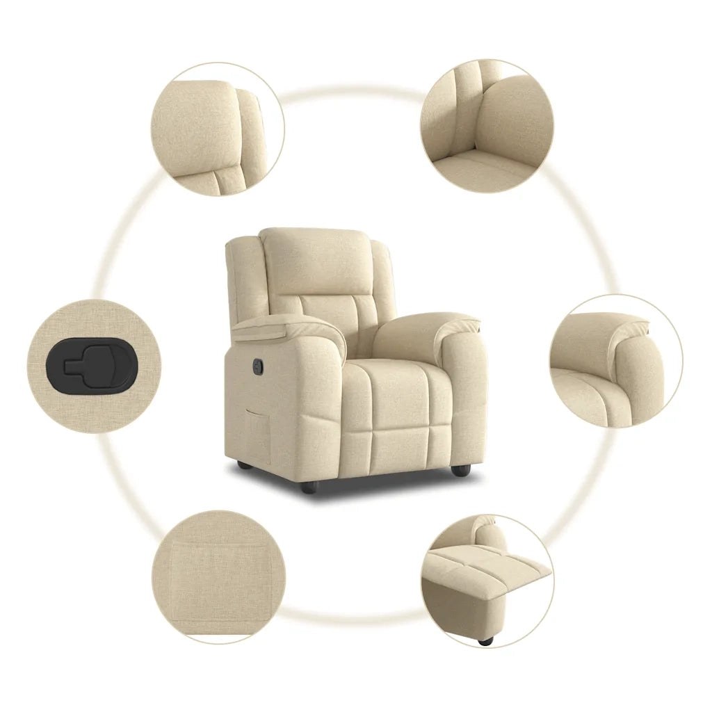 Poltrona | Sedia Relax Reclinabile in Tessuto Crema
