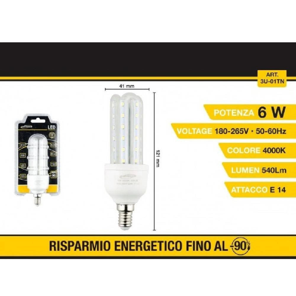 Trade Shop - Lampadina Led 3u E14 6w Luce Fredda 6500k Naturale 4000k Calda 3000k 36d 3u01t - -bianco Naturale      -