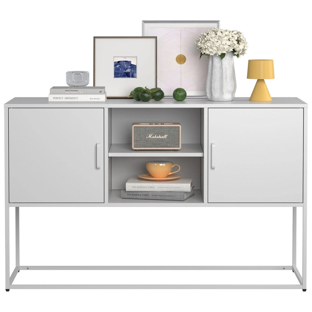 Credenza Buffet con Ante e Ripiani ¨C MINIMAL ¨C Bianco, Metallo, 120x75x40 cm