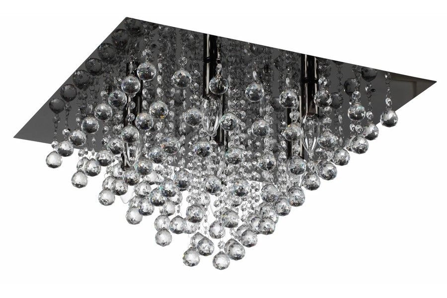 Plafoniera Reality Lancaster Crystal nera quadra 7xE14